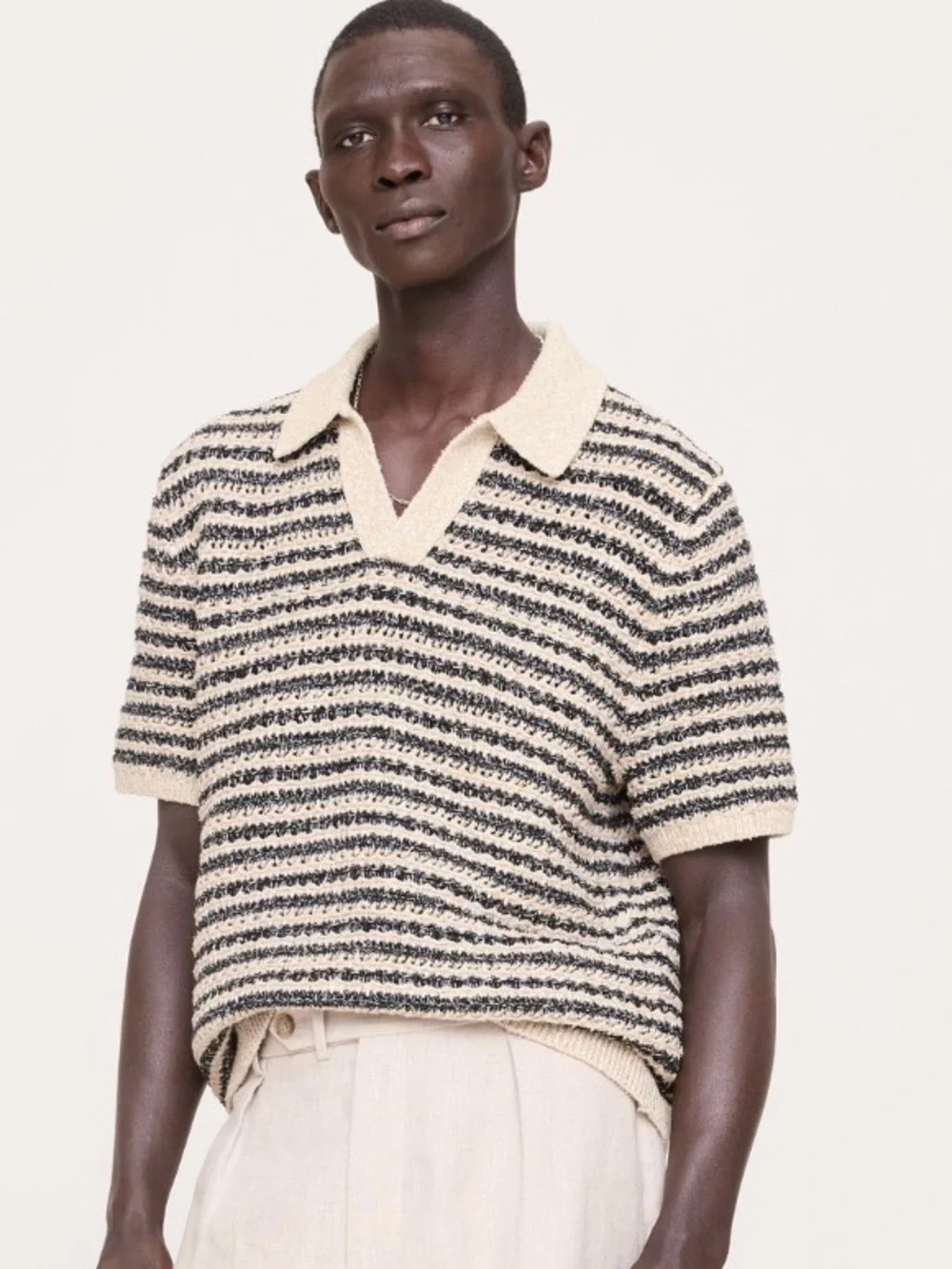 NWT Banana Republic Textured Stripe Sweater Polo Sz Medium (#894845)